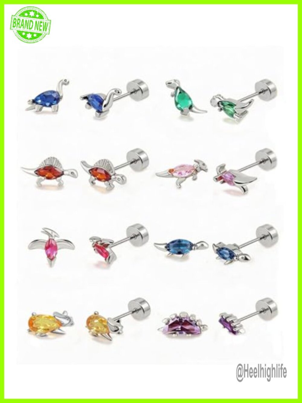 8 Pairs Hypoallergenic Screw Back Stud Earrings 20G Surgical Stainless Steel